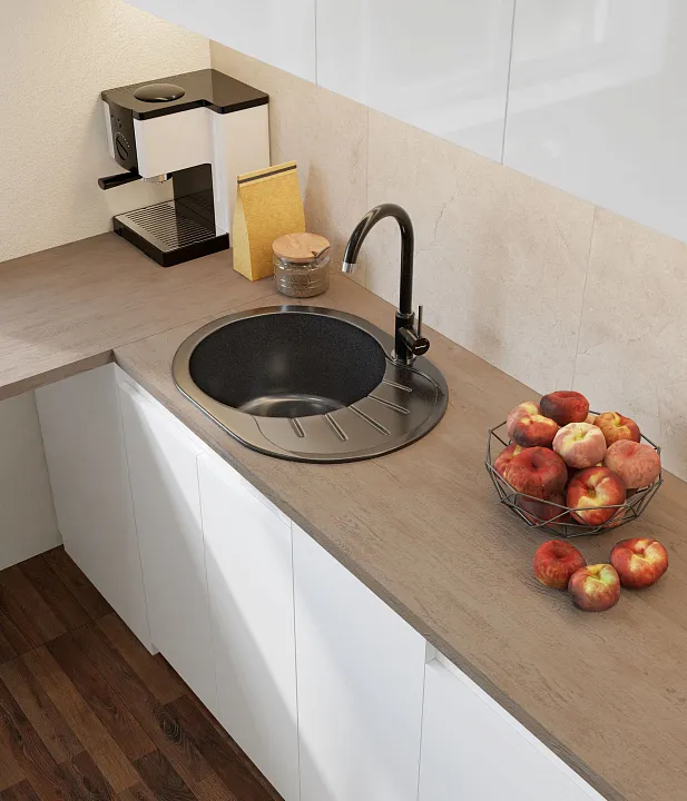 Мойка для кухни GranFest Композит  RONDO 580L R-580L черный