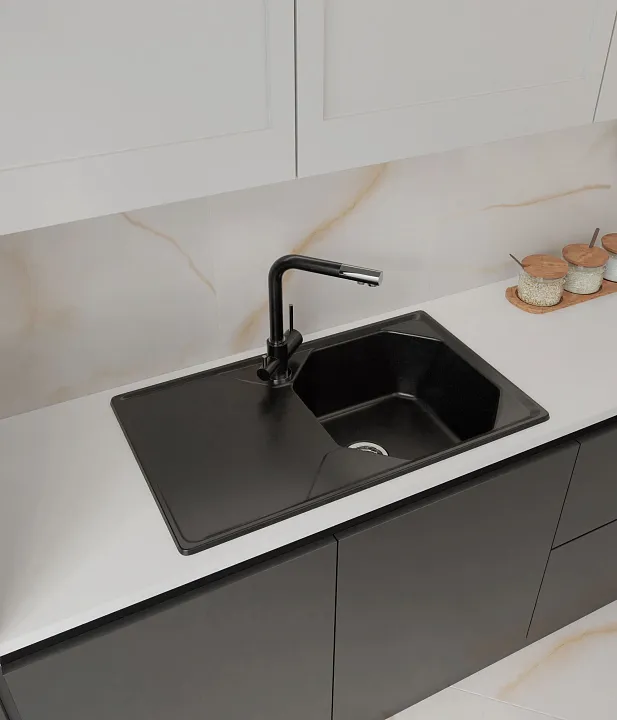 Мойка для кухни GranFest Композит  UNIQUE 840L U-840L черный